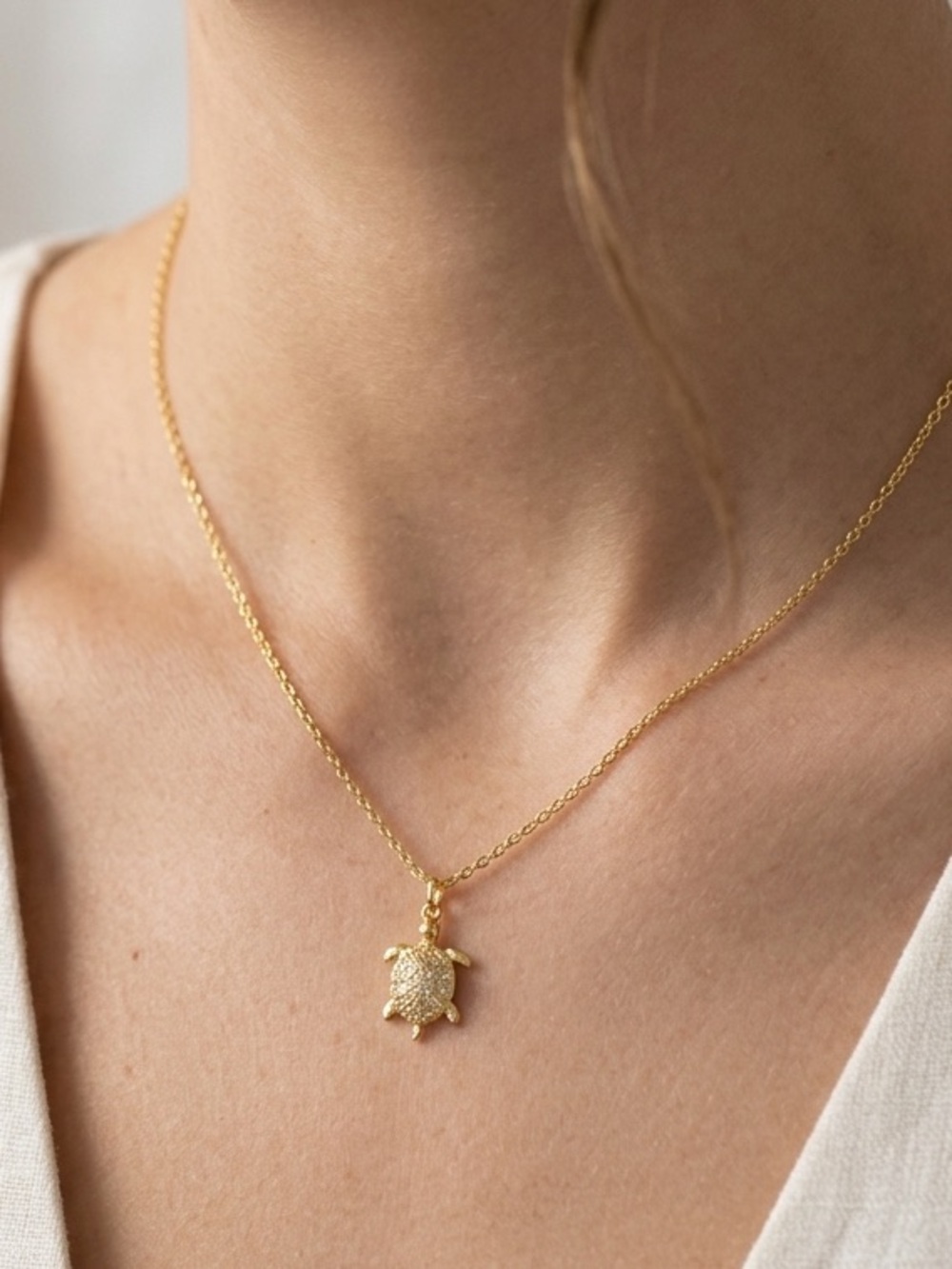 18K Gold-Dipped Turtle Pendant Necklace - Gold